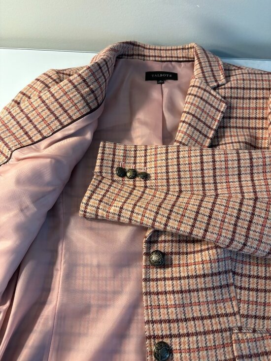 Talbots Jackets & Blazers - Talbots Wool Blend Plaid Blazer Size 12 Crest Button Lined Academic Equestrian